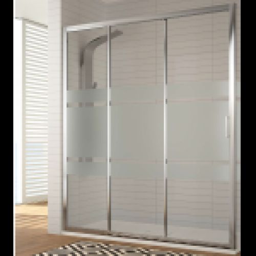 mampara de ducha kassandra diana di101 plata frontal con 2 puertas correderas y un fijo